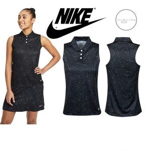 WOMENS Dry Sleeveless Dot Print Polo Black/White Size XXL